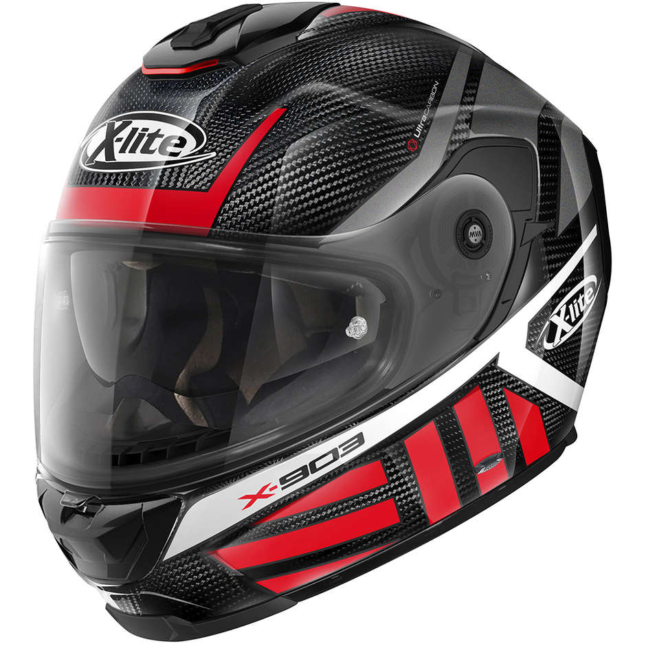 Integral Motorcycle Helmet in Carbon X-Lite X-903 Ultra Carbon CHEYENNE N-Com 044 Red