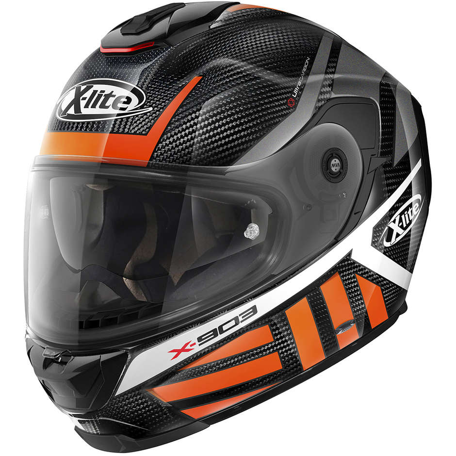 Integral Motorcycle Helmet in Carbon X-Lite X-903 Ultra Carbon CHEYENNE N-Com 045 Orange