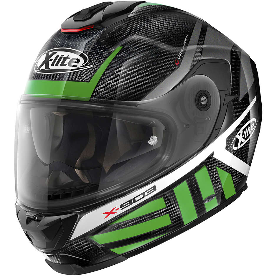 Integral Motorcycle Helmet in Carbon X-Lite X-903 Ultra Carbon CHEYENNE N-Com 046 Green