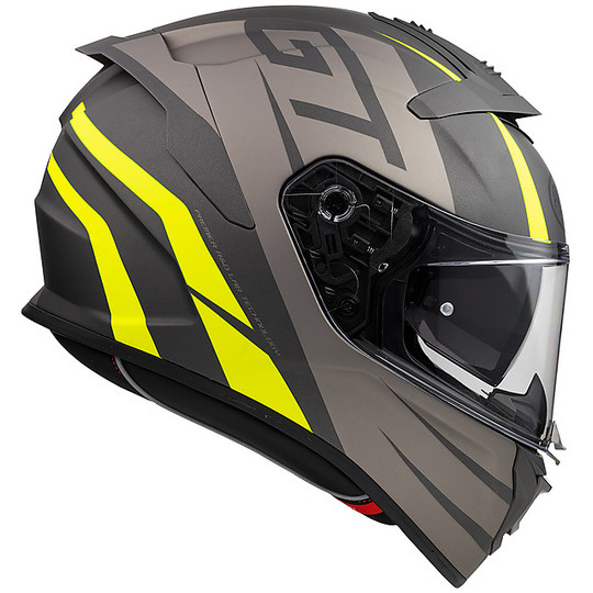 Integral Motorcycle Helmet in DEVIL GTY Premier Fiberglass Gray Matt Fluo Yellow