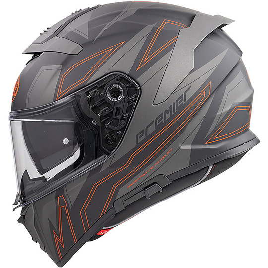 Integral Motorcycle Helmet In Fiber DEVIL EL93 Premier Gray Matt Red