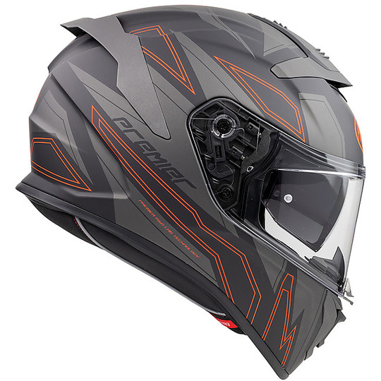 Integral Motorcycle Helmet In Fiber DEVIL EL93 Premier Gray Matt Red
