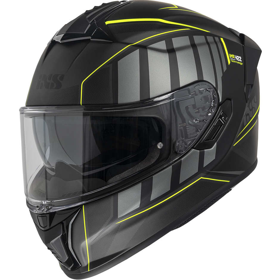 Integral Motorcycle Helmet In Fiber Ixs 422 FG 2.1 Matt Black Fluo Yellow