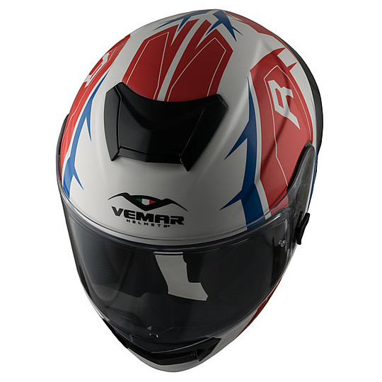 Integral Motorcycle Helmet in Fiber Vemar Hurricane Revenge H029 Red Blue