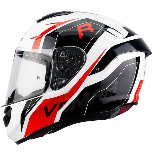Integral Motorcycle Helmet in Fiber Vemar Hurricane REVENGE H030 Red Black White