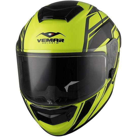 Integral Motorcycle Helmet in Fiber Vemar Hurricane Spark H013 Black Yellow