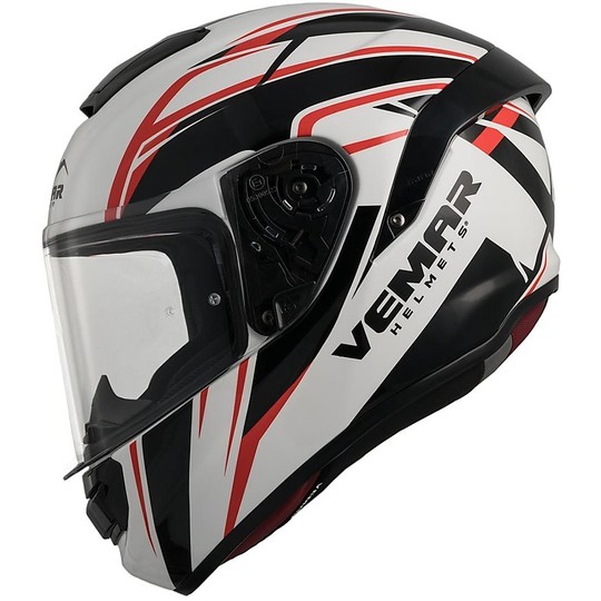 Integral Motorcycle Helmet in Fiber Vemar Hurricane Spark H015 Black Red