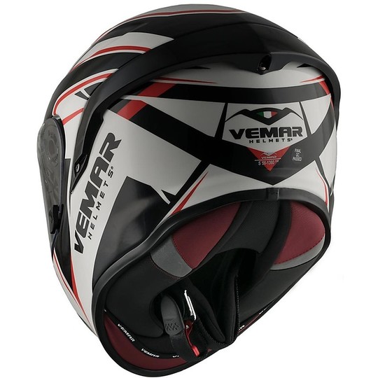 Integral Motorcycle Helmet in Fiber Vemar Hurricane Spark H015 Black Red
