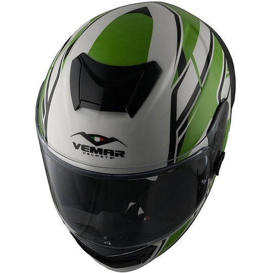 Integral Motorcycle Helmet in Fiber Vemar Hurricane Spark H016 Black Green