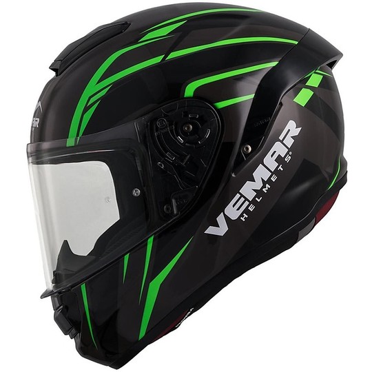 Integral Motorcycle Helmet in Fiber Vemar Hurricane SPARK H020 Black Green