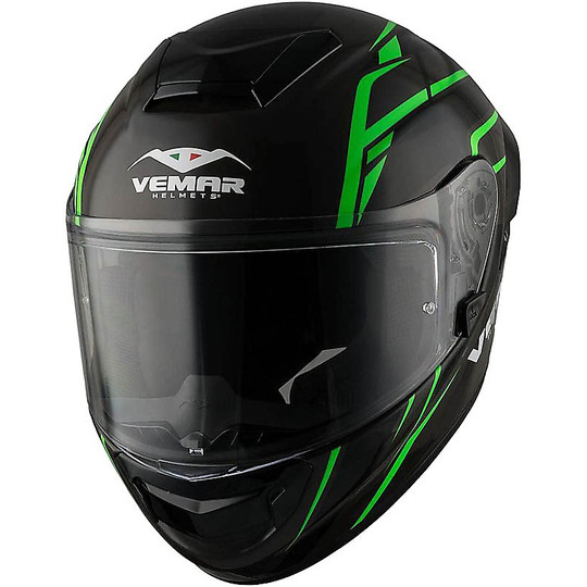 Integral Motorcycle Helmet in Fiber Vemar Hurricane SPARK H020 Black Green