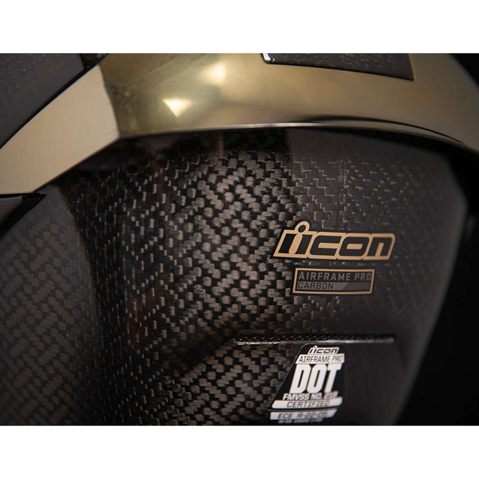 Integral Motorcycle Helmet In Icon AIRFRAME PRO Carbon Fiber Gold
