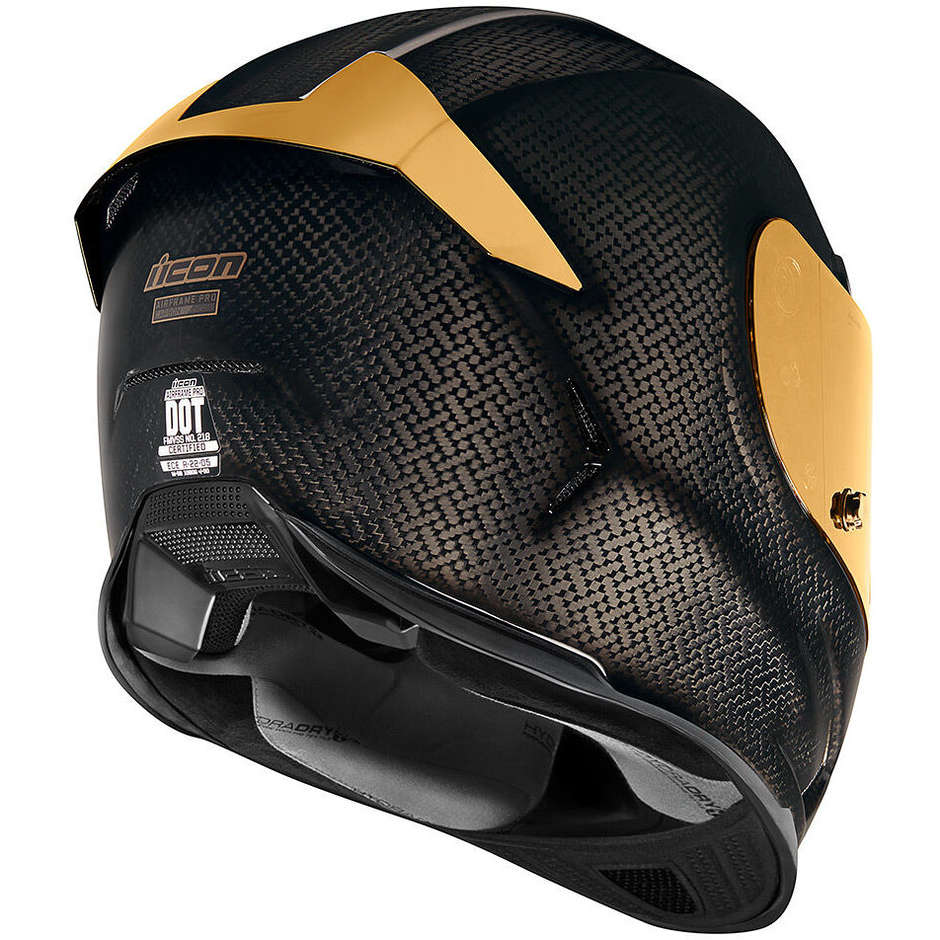 Integral Motorcycle Helmet In Icon AIRFRAME PRO Carbon Fiber Gold