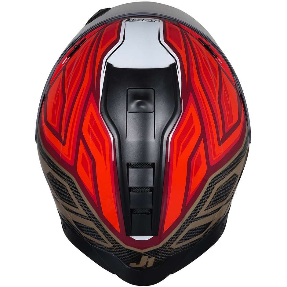 Integral Motorcycle Helmet In Just1 Carbon J-GPR INSTINCT Red Fluo Carbon