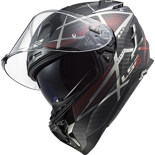 Integral Motorcycle Helmet in LS2 Carbon FF327 CHALLENGER CT2 KONIC Matt Red