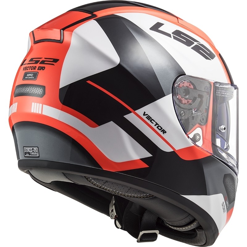 Integral Motorcycle Helmet In Ls2 Fiber FF397 VECTOR Evo Automat White Orange Fluo
