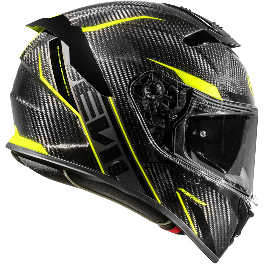 Integral Motorcycle Helmet in Premier Carbon DEVIL CARBON STY Yellow Fluo