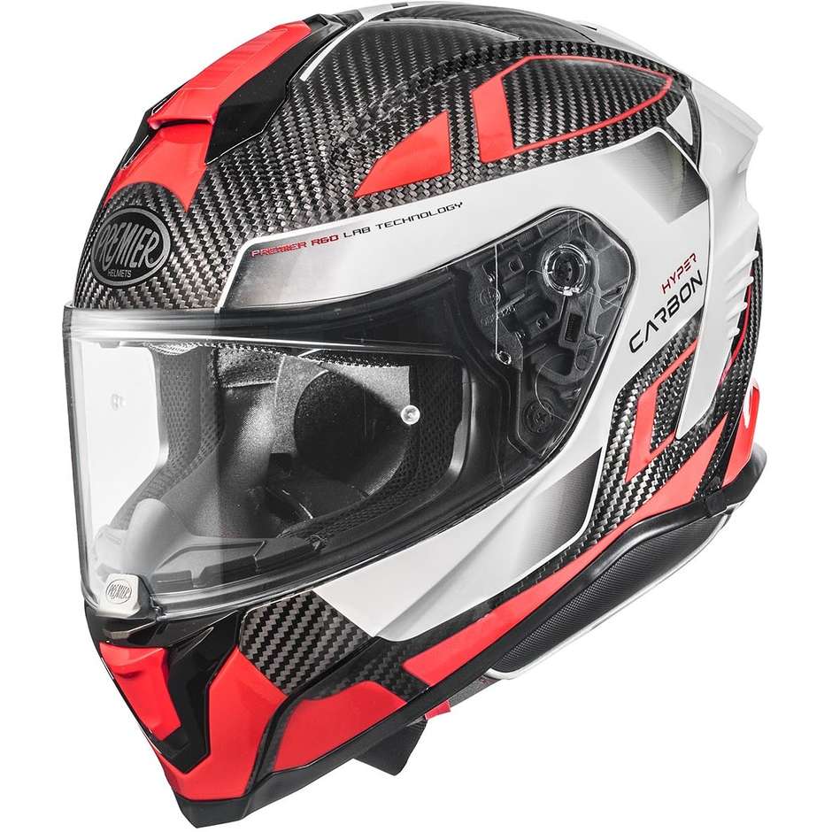 Integral Motorcycle Helmet in Premier Carbon HYPER CARBON TK92 White Red