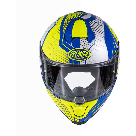 Integral Motorcycle Helmet In Premier Fiber HYPER BP12 White Yellow Blue