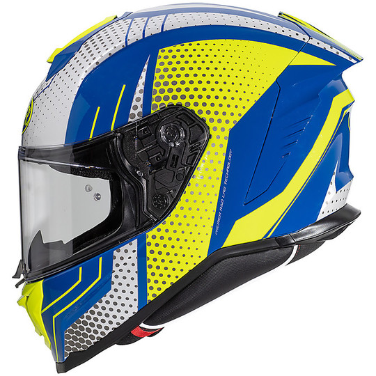 Integral Motorcycle Helmet In Premier Fiber HYPER BP12 White Yellow Blue