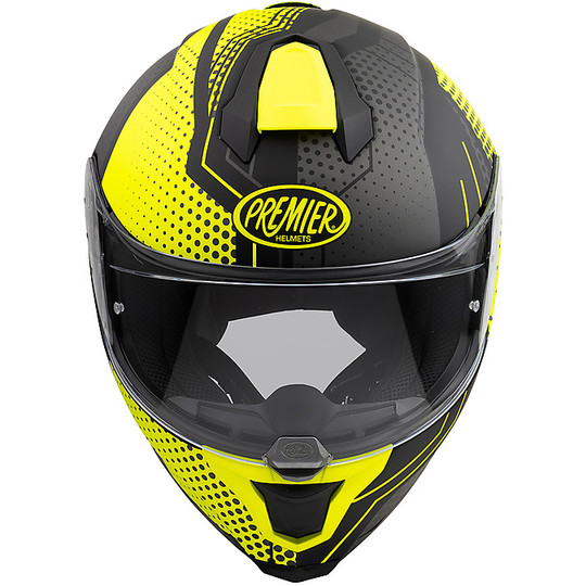 Integral Motorcycle Helmet In Premier Fiber HYPER BPY9 BM Gray Yellow Opaque