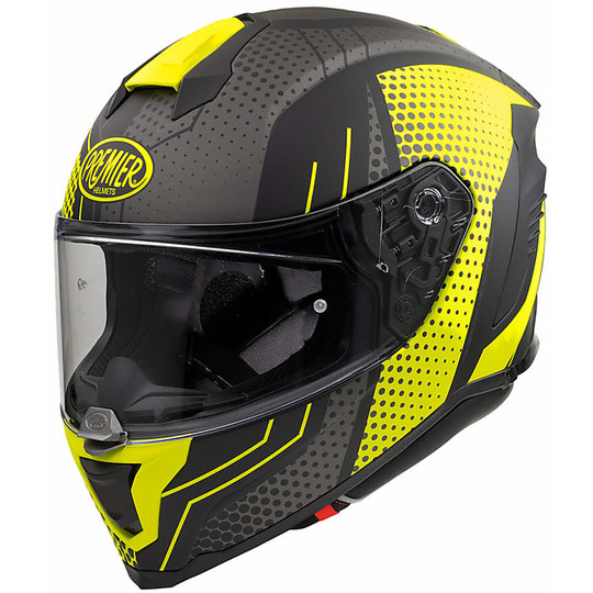 Integral Motorcycle Helmet In Premier Fiber HYPER BPY9 BM Gray Yellow Opaque