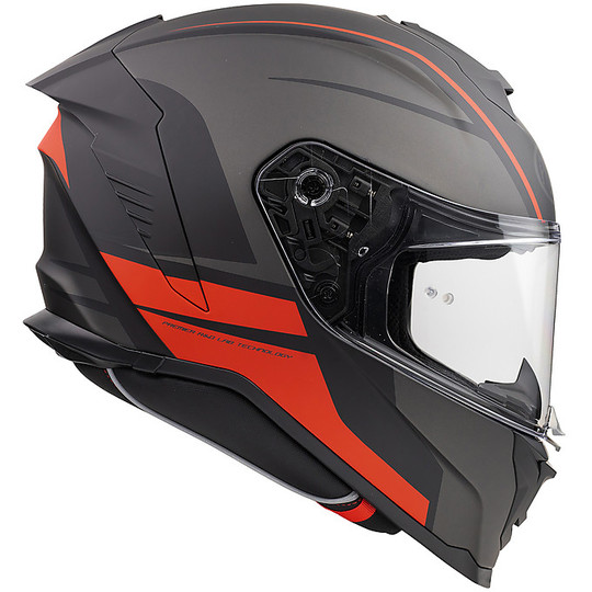 Integral Motorcycle Helmet In Premier Fiber HYPER DE17 BM Gray Red Matt