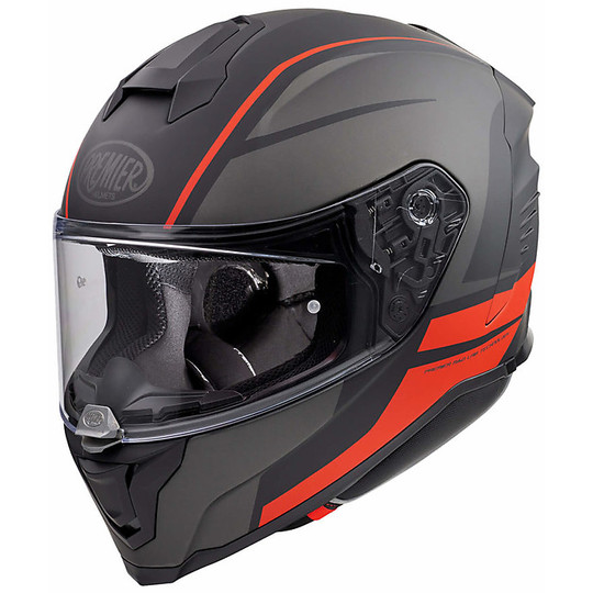 Integral Motorcycle Helmet In Premier Fiber HYPER DE17 BM Gray Red Matt