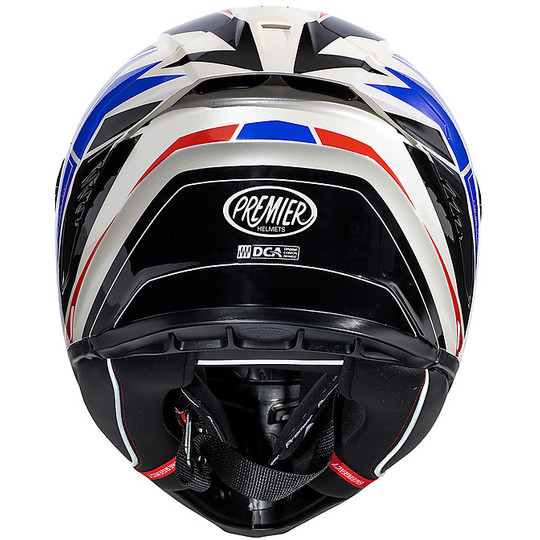 Integral Motorcycle Helmet In Premier Fiber HYPER RW13 White Blue Red