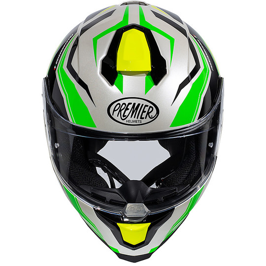Integral Motorcycle Helmet In Premier Fiber HYPER RW6 White Green Yellow