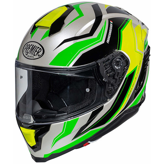 Integral Motorcycle Helmet In Premier Fiber HYPER RW6 White Green Yellow