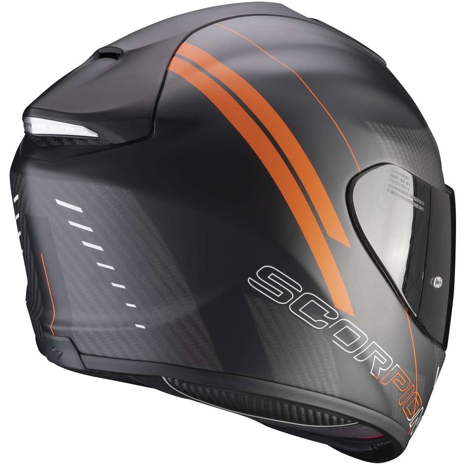 Integral Motorcycle Helmet In Scorpion Carbon EXO-1400 CARBON AIR DRIK Matt Black Orange
