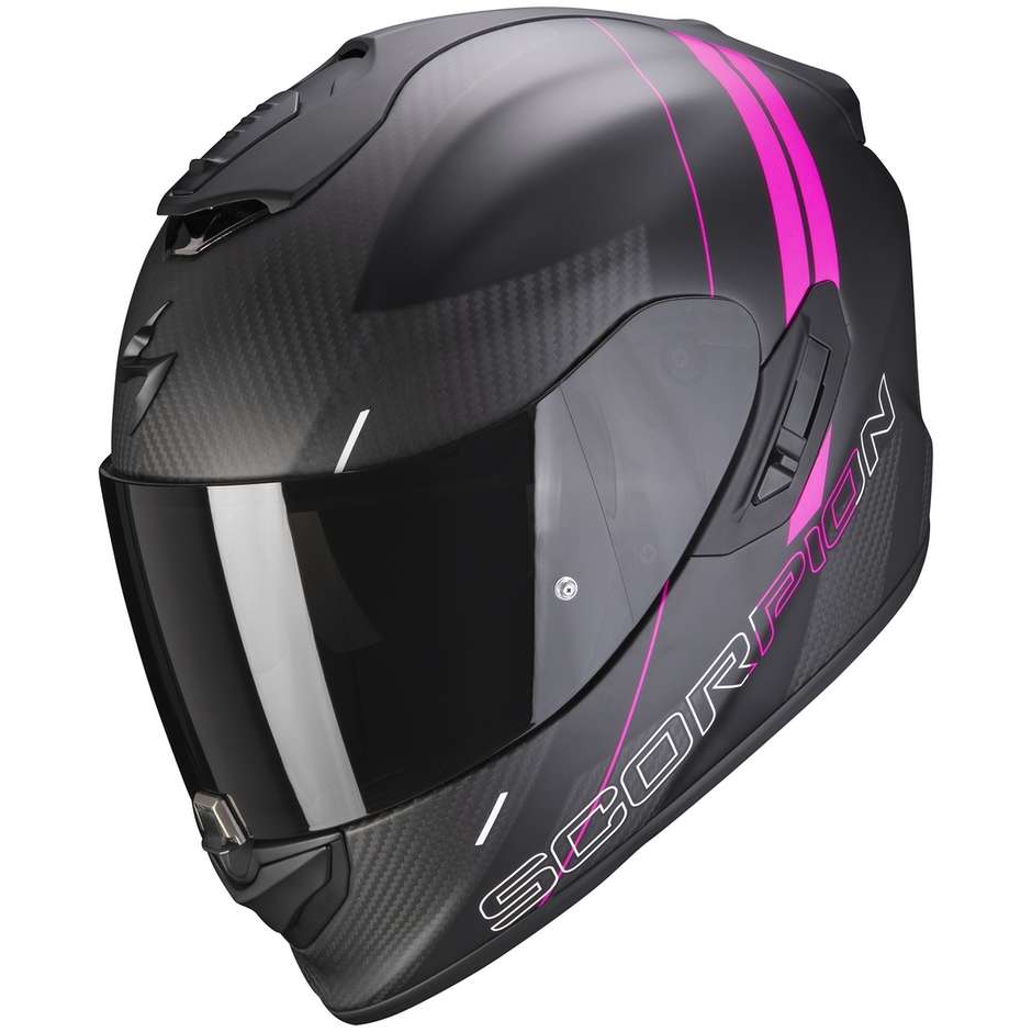 Integral Motorcycle Helmet In Scorpion Carbon EXO-1400 CARBON AIR DRIK Matt Black Pink