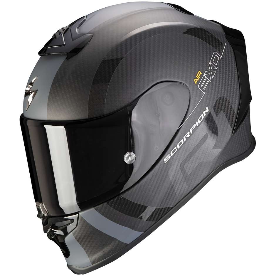 Integral Motorcycle Helmet In Scorpion Carbon EXO-R1 CARBON AIR MG Matt Black Silver