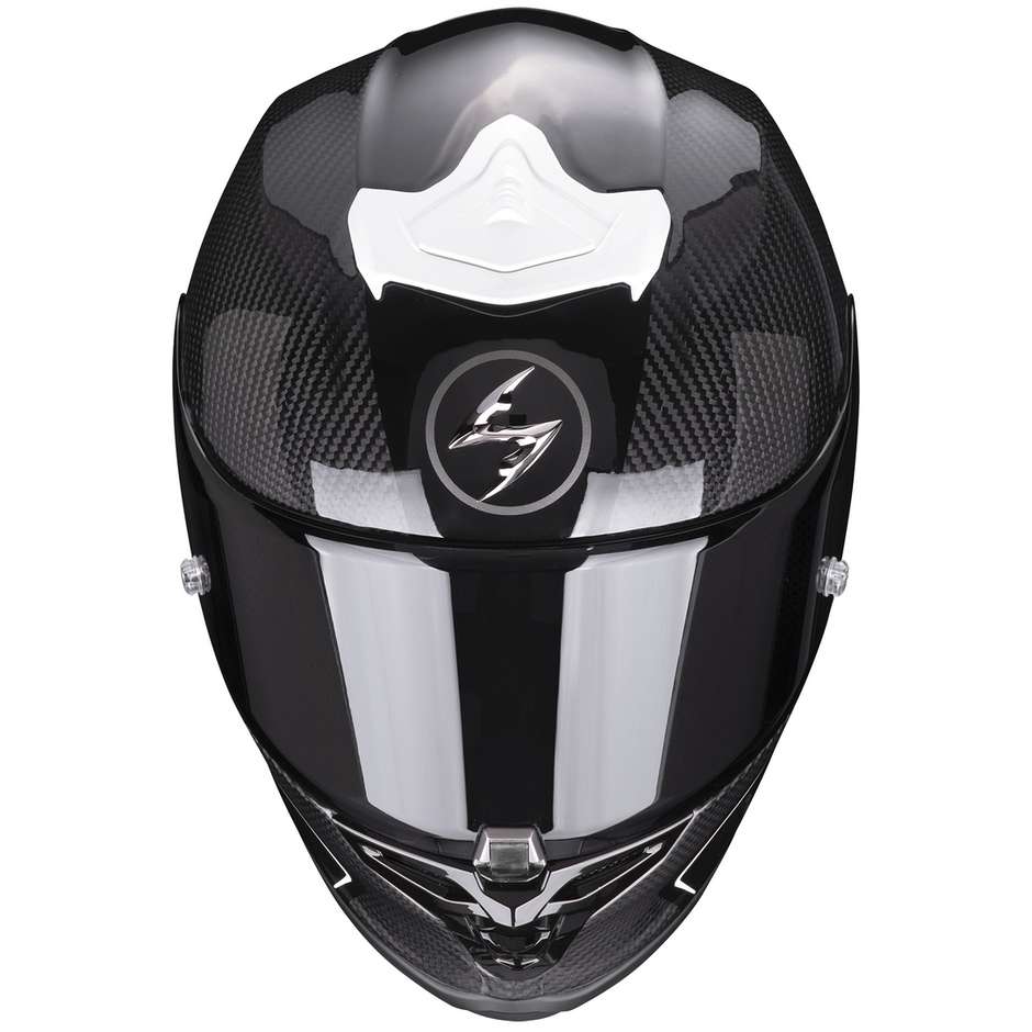 Integral Motorcycle Helmet In Scorpion Carbon EXO-R1 CARBON CORPUS II Black White
