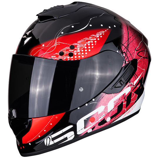 Integral Motorcycle Helmet in Scorpion Fiber EXO 1400 Air CLASSY Black Red