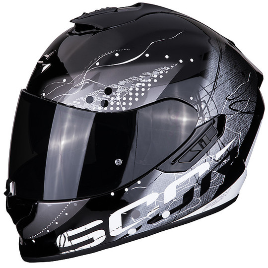 Integral Motorcycle Helmet in Scorpion Fiber EXO 1400 Air CLASSY Black Silver