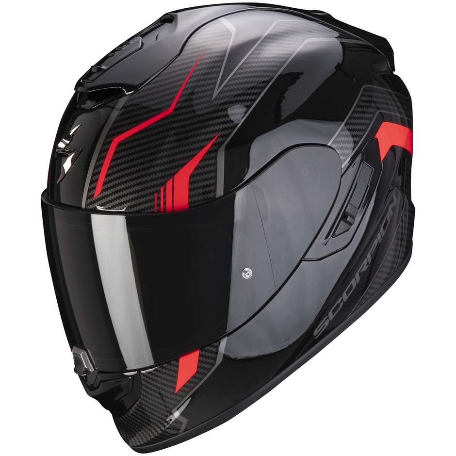 Integral Motorcycle Helmet In Scorpion Fiber EXO-1400 AIR FORTUNA Black Red