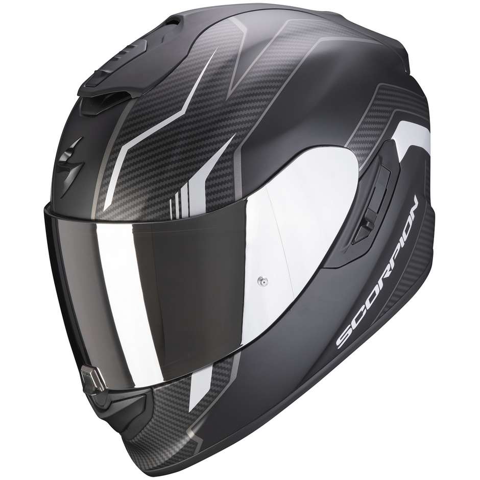 Integral Motorcycle Helmet In Scorpion Fiber EXO-1400 AIR FORTUNA Matt Black Silver