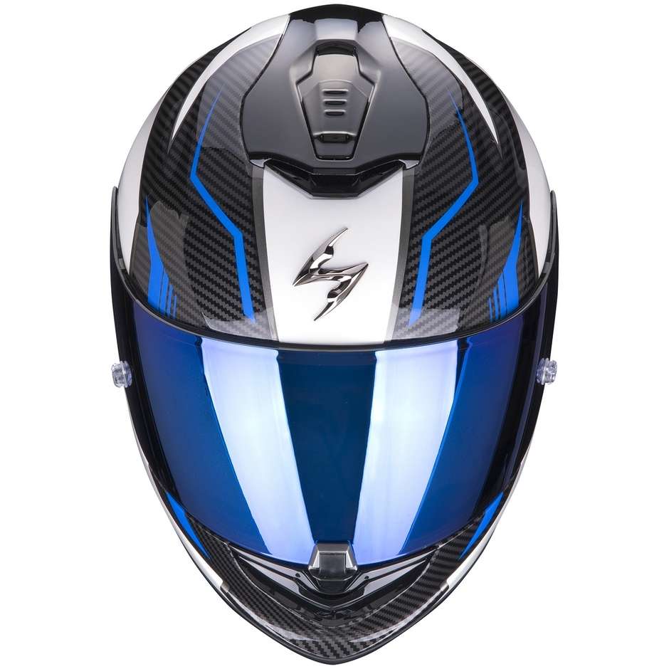 Integral Motorcycle Helmet In Scorpion Fiber EXO-1400 AIR FORTUNA White Blue