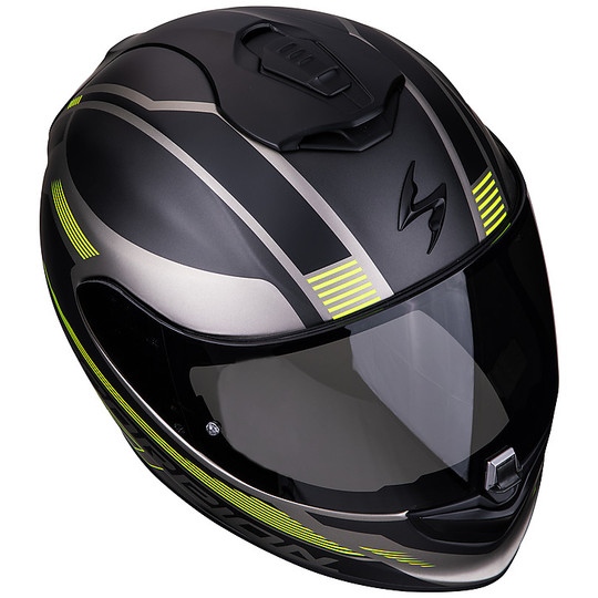 Integral Motorcycle Helmet in Scorpion Fiber EXO 1400 Air FREE Black Titanium Matt Yellow Fluo