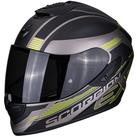 Integral Motorcycle Helmet in Scorpion Fiber EXO 1400 Air FREE Black Titanium Matt Yellow Fluo