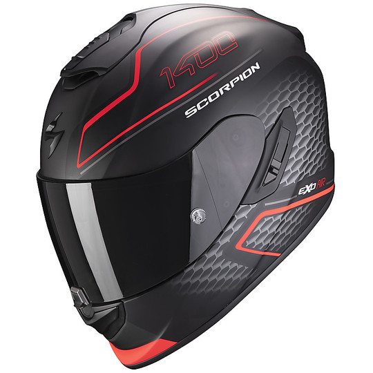 Integral Motorcycle Helmet in Scorpion Fiber EXO 1400 Air GALAXY Black Matt Red