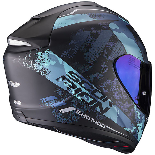 Integral Motorcycle Helmet in Scorpion Fiber EXO 1400 Air SYLEX Matte Black Blue