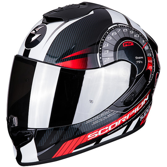 Integral Motorcycle Helmet in Scorpion Fiber EXO 1400 Air TORQUE Black Red