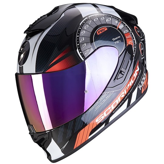 Integral Motorcycle Helmet in Scorpion Fiber EXO 1400 Air TORQUE Black Red