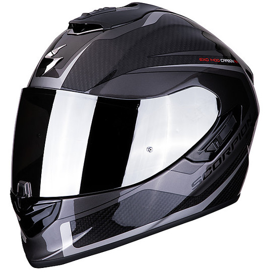 Integral Motorcycle Helmet in Scorpion Fiber EXO 1400 Carbon Air ESPRIT Black Silver