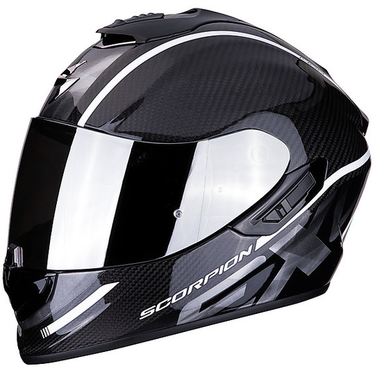 Integral Motorcycle Helmet in Scorpion Fiber EXO 1400 Carbon Air GRAND White