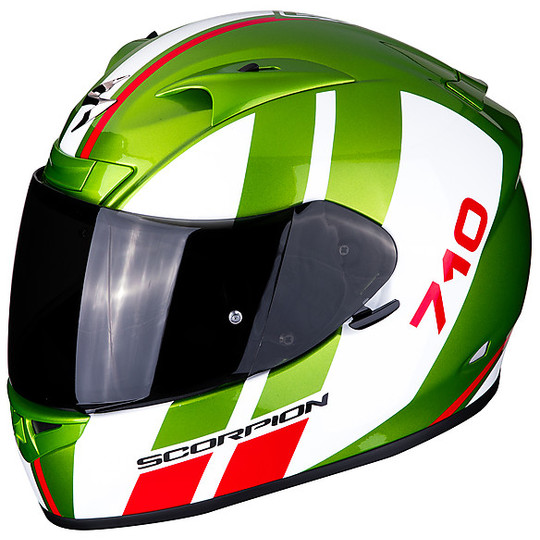 Integral Motorcycle Helmet in Scorpion Fiber EXO 710 Air GT Green White Red