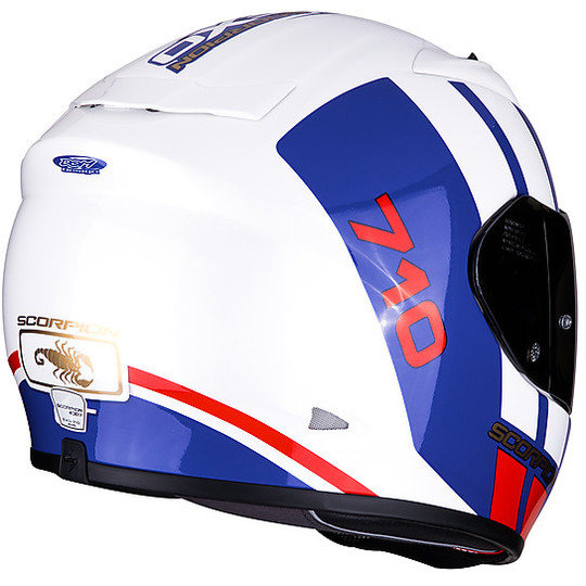 Integral Motorcycle Helmet in Scorpion Fiber EXO 710 Air GT White Blue Red
